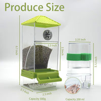 Automatic No Mess Bird Feeder Water Dispenser Set – Essentials for Birds - Green + Green - image 2