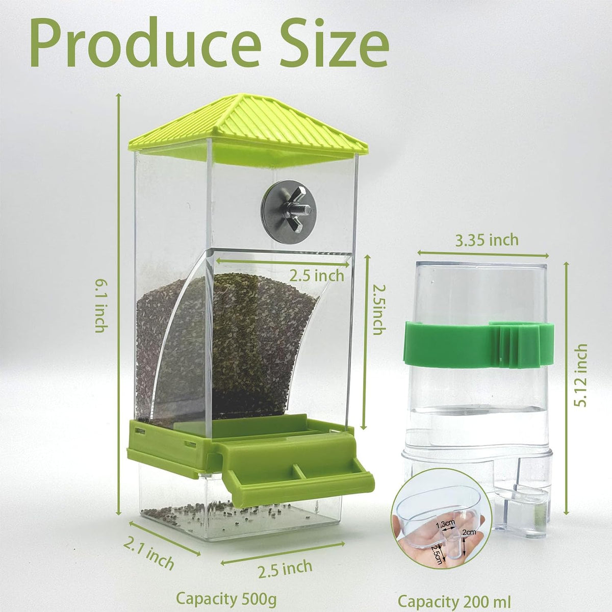 Automatic No Mess Bird Feeder Water Dispenser Set – Essentials for Birds - Green + Green - image 2