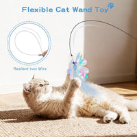 Pawaboo Cat Feather Wand Interactive Toy - Blue Butterfly - image 2