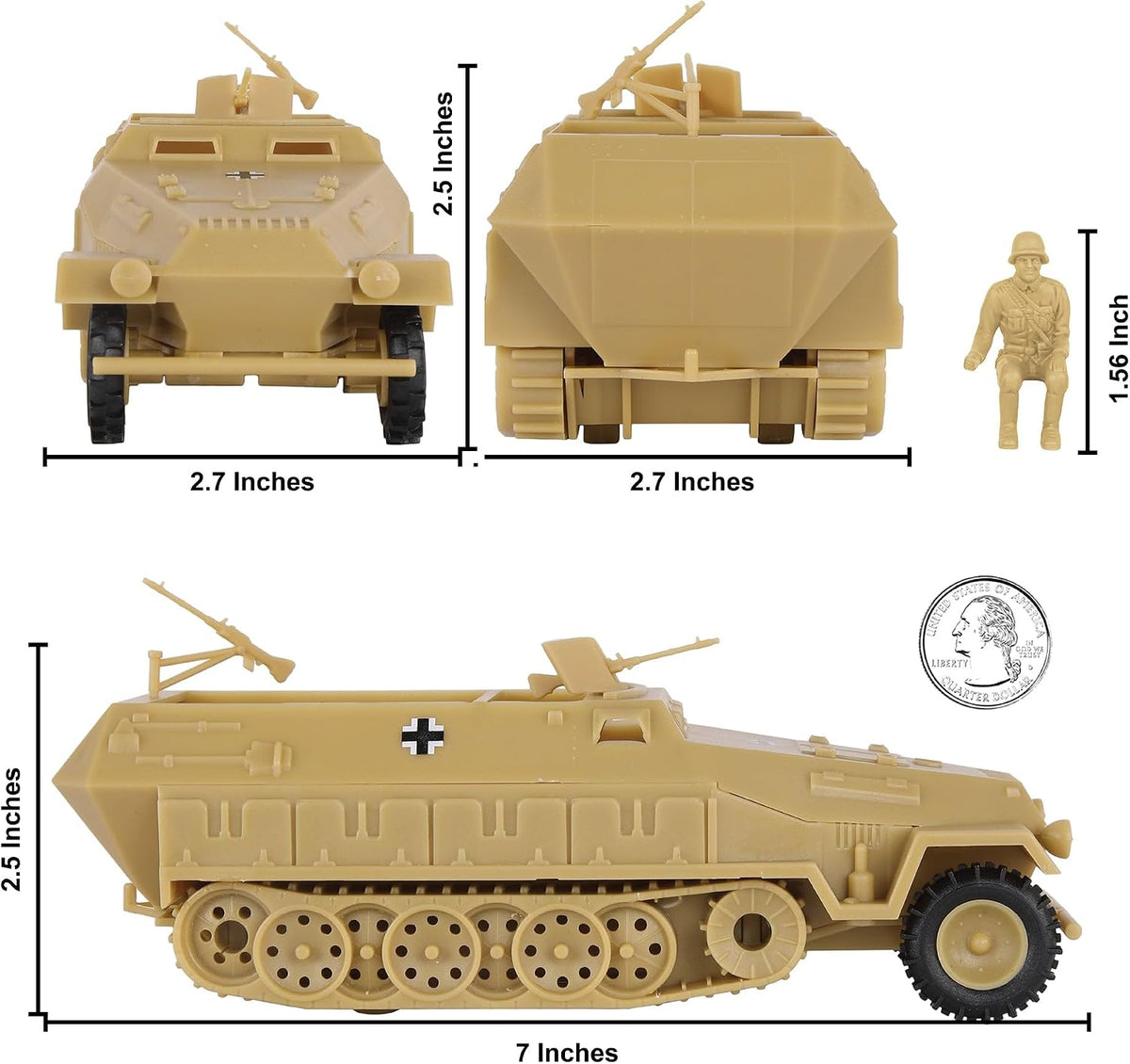 BMC Classic Toy Soldiers WW2 German Hanomag halftrack in gray plastic, 1:32 scale - view 7