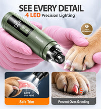 Dog Nail Grinder with 4 LED Lights - Matte Green - image 4