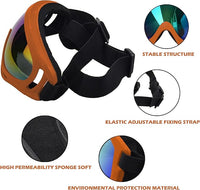 Large Dog Sunglasses With Adjustable Strap UV Protection, Windproof Puppy Eyewear, Suitable for Medium-Large Pets, Eyes Protection, Soft Goggles (Orange Frame)