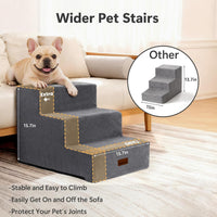 Dog Steps for High Bed, 5-Step Pet Stairs for Small Dogs and Cats – Essentials for Cats - Grey / 3 - image 3