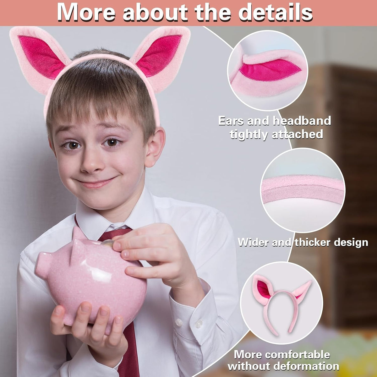 Beviliu Dog Ears Golden Movable - Pink Red / 1 Count (Pack of 2) - image 2