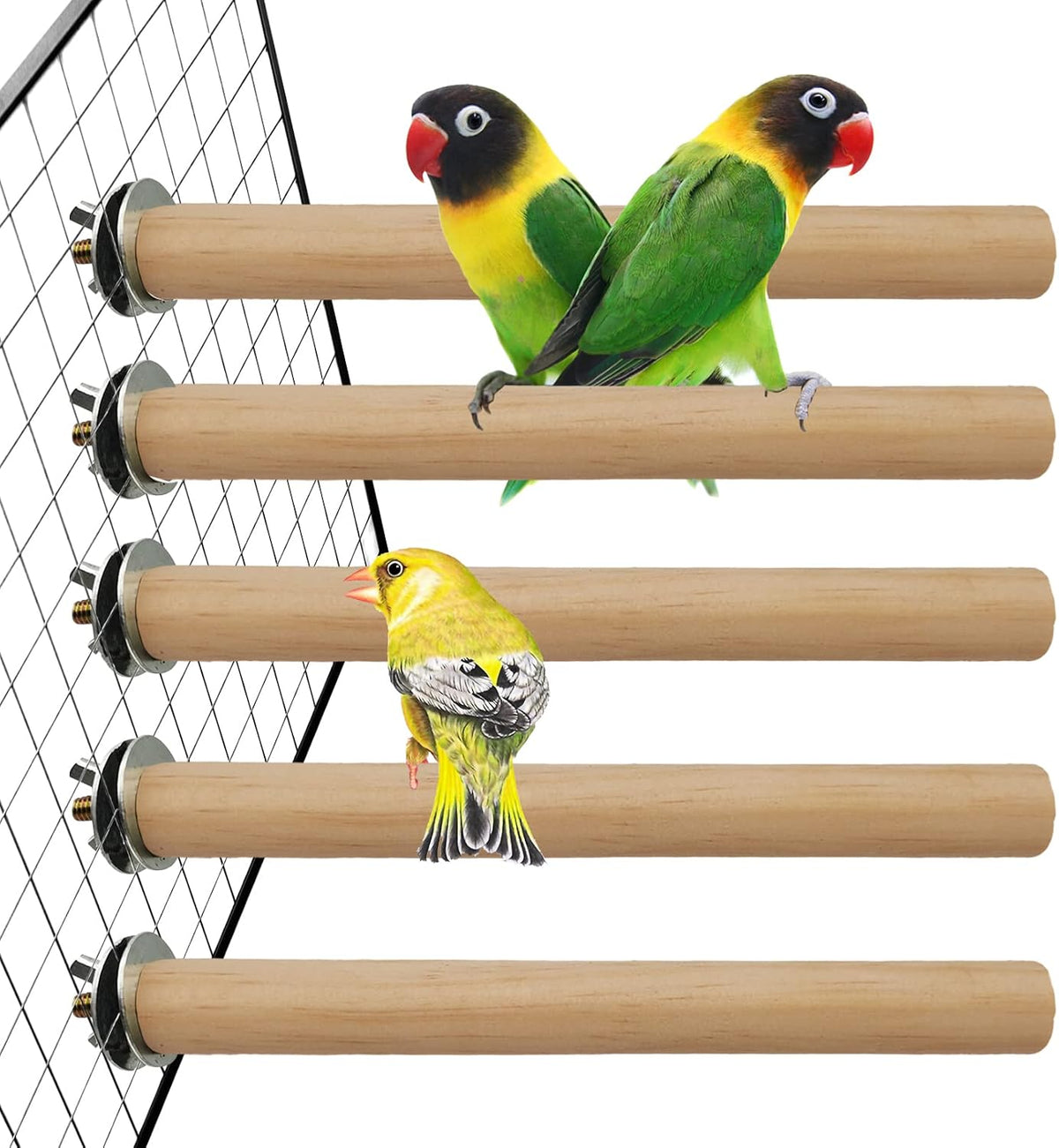 Bird Perch for Cage Parakeet Stand Natural Wood Parrot Stick 5PCS – Essentials for Birds - 5 Pcs