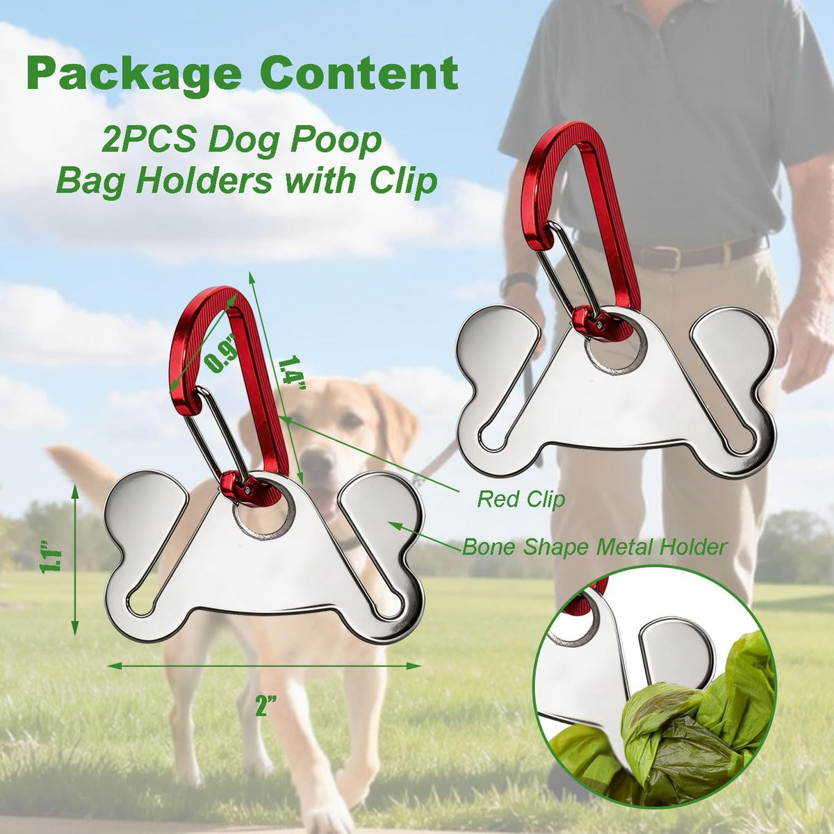 Dog Poop Bag Holder Leash Dogs Waste Bag Clip Dispenser Plastic - 2 Count (Pack of 1) / Red - image 3
