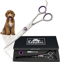 Kenchii Scorpion Dog Grooming Scissors 7in Curved - 7" Straight