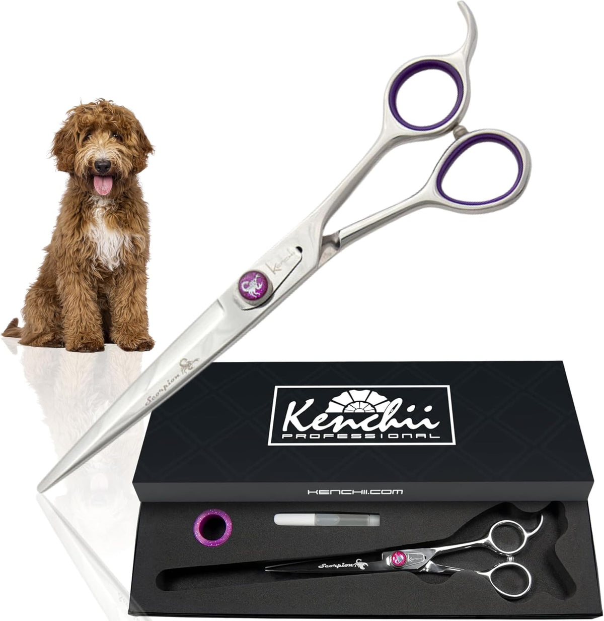 Kenchii Scorpion Dog Grooming Scissors 7in Curved - 7" Straight