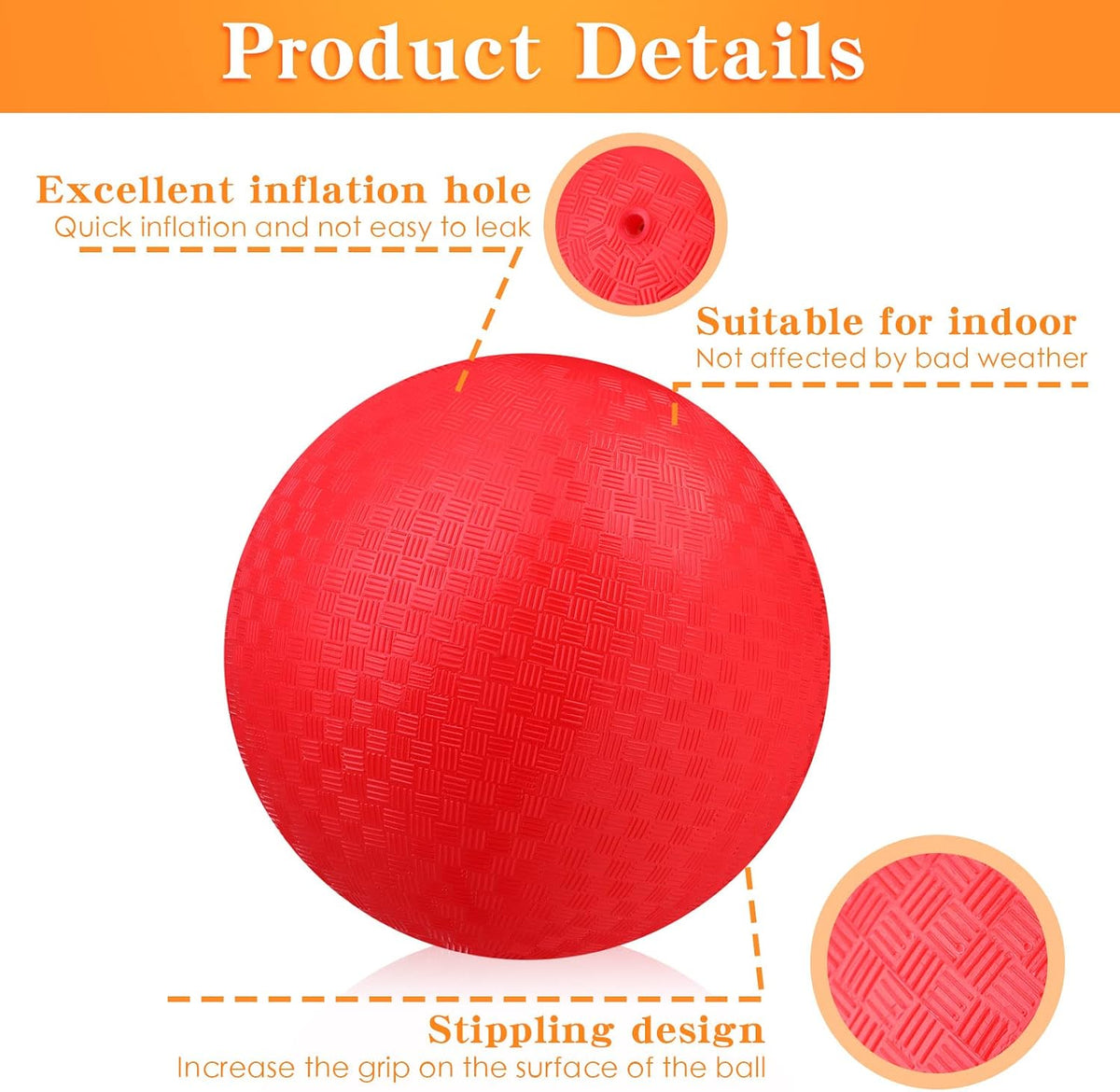 Yunsailing bulk dodgeballs, 24 6 inch playground balls with air pump - view 15