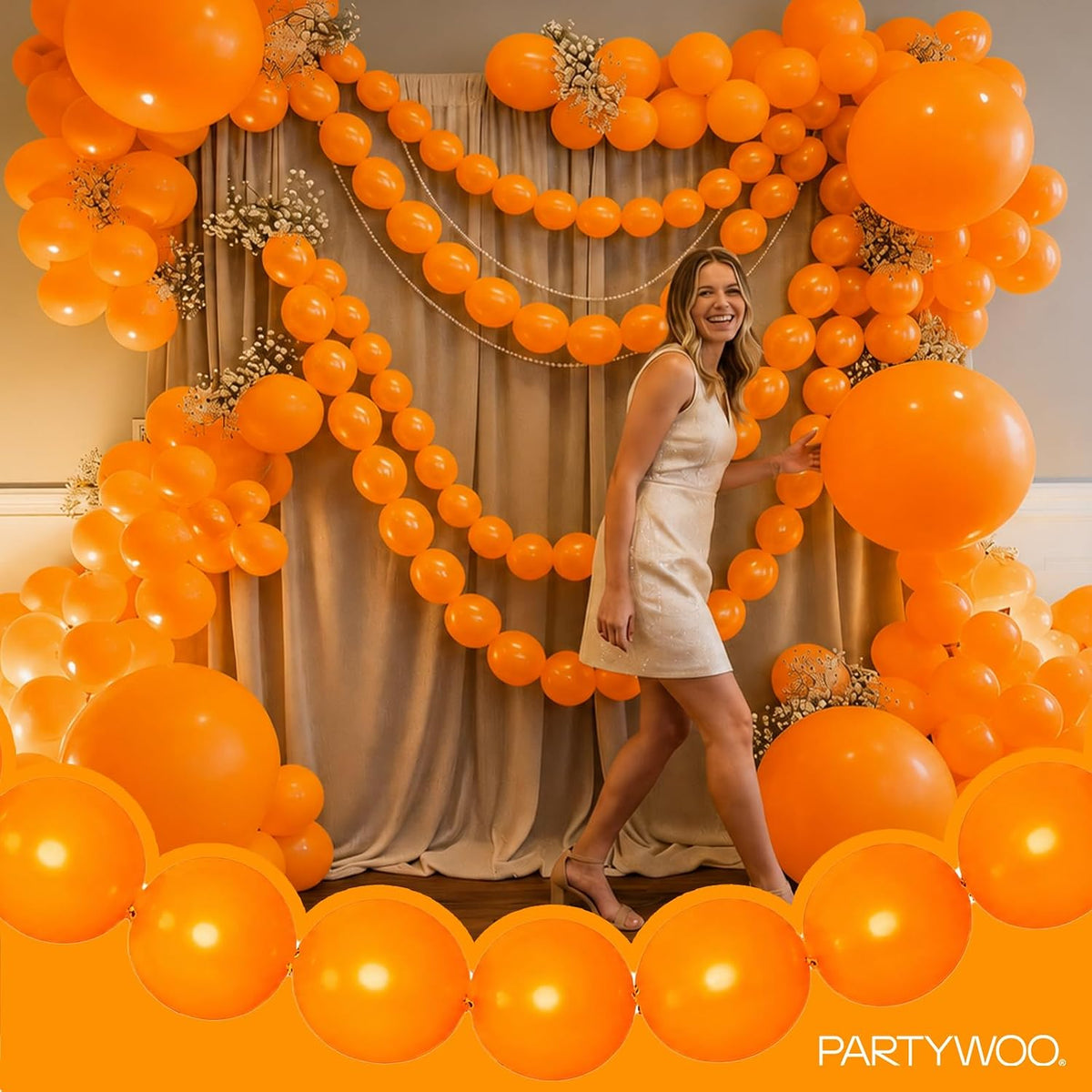 PartyWoo 100 white 6 inch linking balloons for garlands and arches - view 20