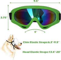 Large Dog Sunglasses With Adjustable Strap UV Protection, Windproof Puppy Eyewear, Suitable for Medium-Large Pets, Eyes Protection, Soft Goggles (Green Frame)