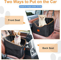 Dog Car Seat for Small Dogs, Memory Foam Booster Dog Seat for Dogs up to 35 lbs, Elevated Pet Car Seat with Washable Removable Cover, Storage Pockets (Black)
