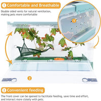 Travel Portable Foldable Terrarium Kits for Reptiles -Heat-Resistant Material, Easy to Move with Wheels, Includes Plant, Feeding Bowl, and Carpet for Snakes, Lizards, Tortoises, and Leopard