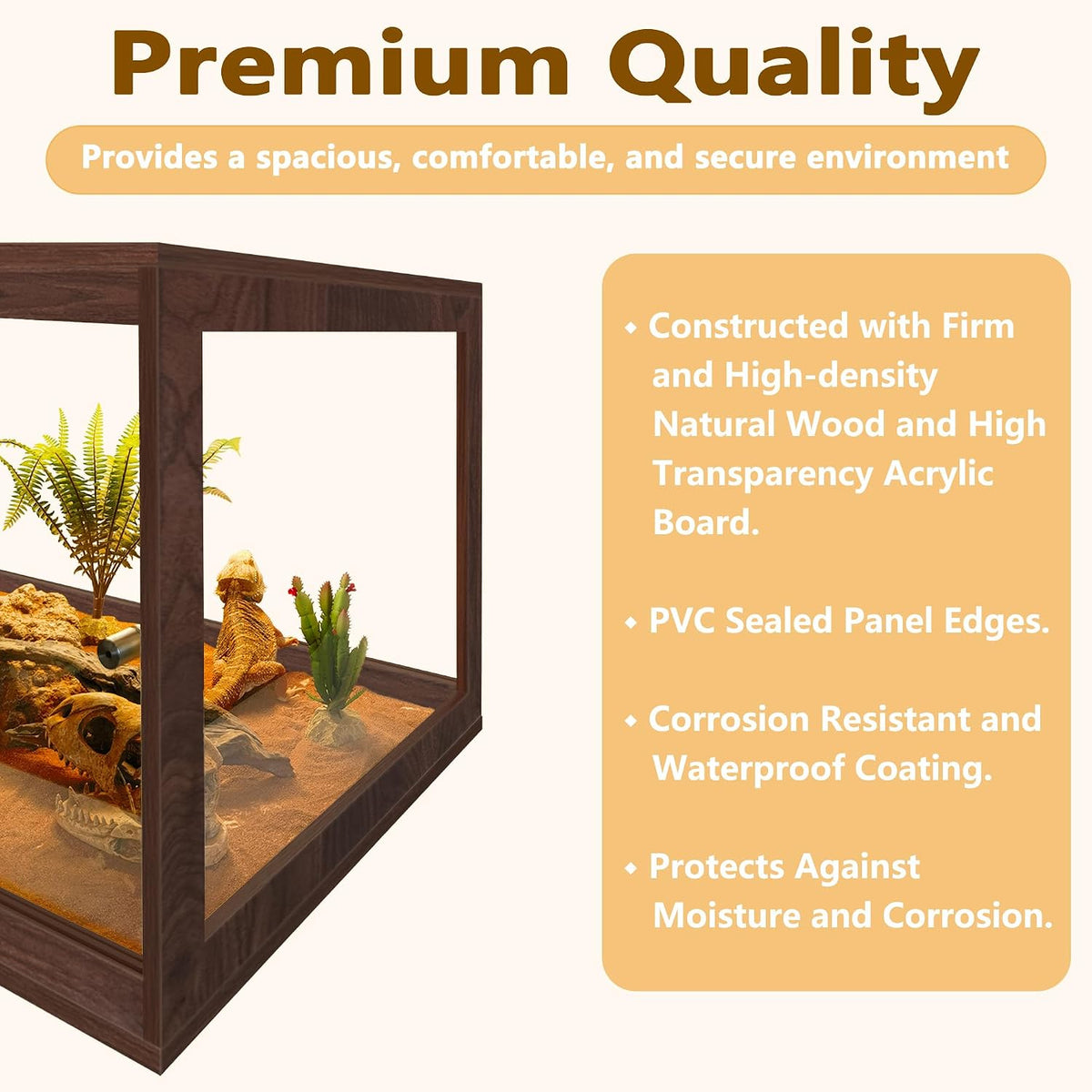 PROLEE Retile Tank, Bearded Dragon Tank - Walnut / 60 Gallons - image 4