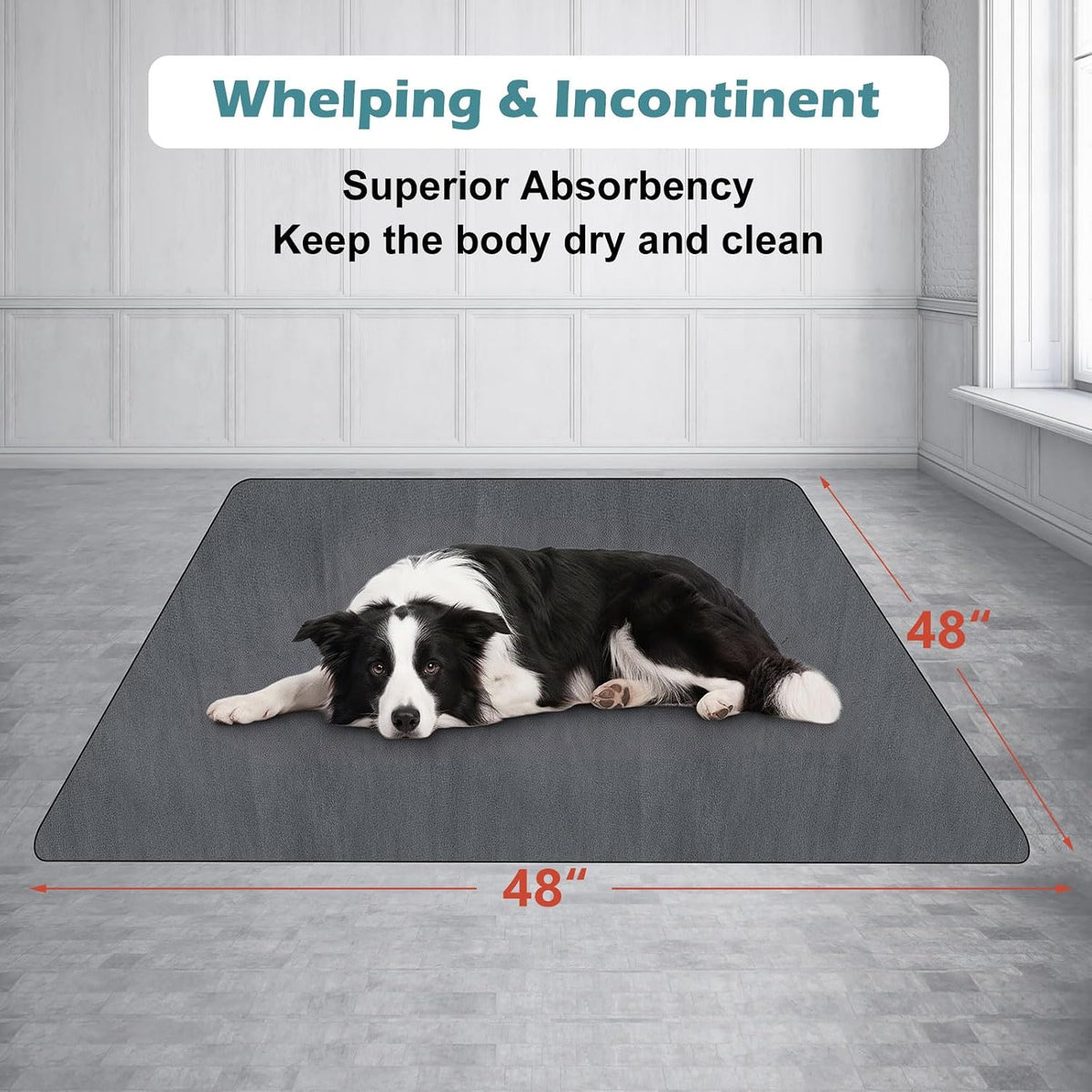 Washable Pee Pads for Dogs 72"x72" Reusable Dog Pads Extra Large - Grey / 48x48 Inch - image 2