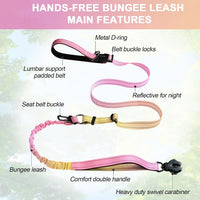 Heavy Duty Hands Free Dog Leash with Quick Release Carabiner - Pinkish Yellow - image 2