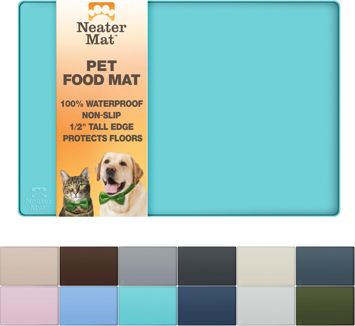 Neater Pet Brands Neater Mat Cat & Dog Food Mat - 19"L x 12"W / Aquamarine