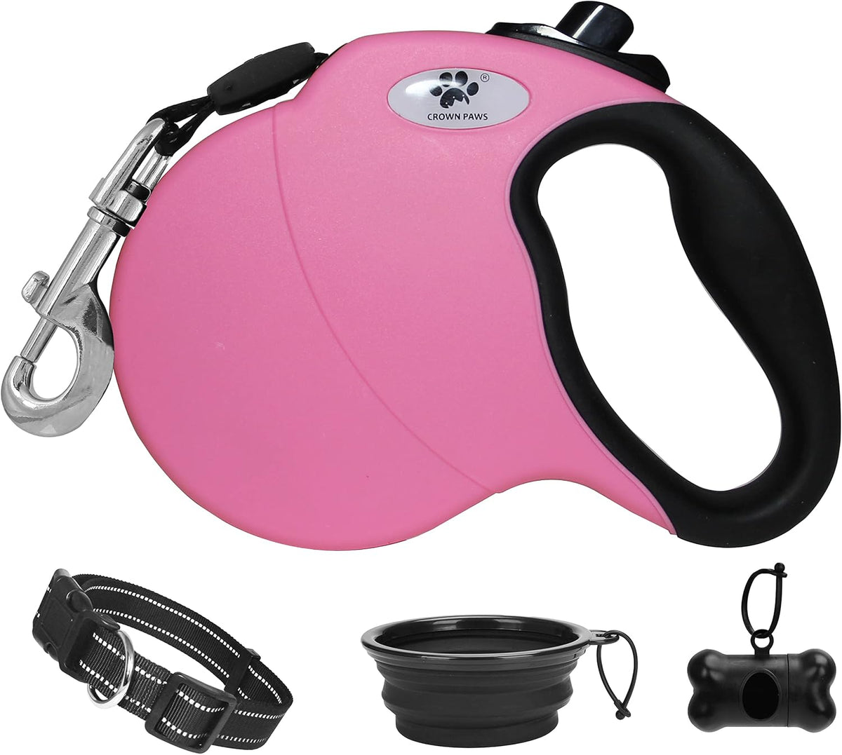 16 ft Retractable Dog Leash for Large Dogs up to 44 lbs - pink / Large