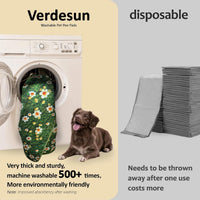 Washable Pee Pads for Dogs, Reusable Puppy Potty Training Pads - Yellow Daisy on Green / 18" ×24"(pack of 2) - image 3