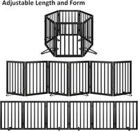 Extra Wide Dog Gate 110 inches Wide, Freestanding Pet Gate for The House Doorway, Pet Puppy Barrier, Support Feet Included, Black,6 Panels