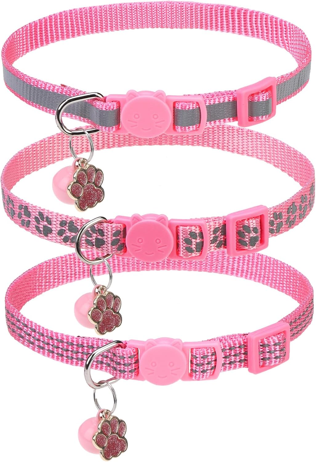 BINGPET Halloween Cat Collar Breakaway - Reflective (Pink)