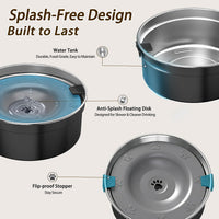 Dog Water Bowl No Spill, 1.5L/50oz Stainless Steel Slow Water Bowl for Dogs, Spill Proof Dog Bowl - Black - image 3