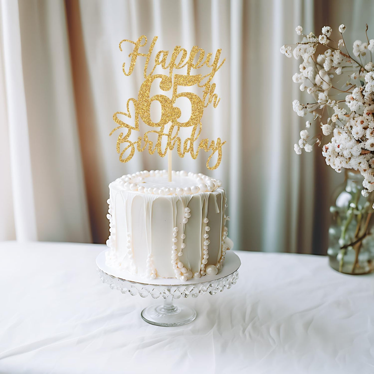 Happy 83rd Birthday Cake Topper - happy 65th birthday / Gold Glitter - image 2