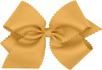 Wee Ones medium smoke blue girls grosgrain hair bow with scalloped edges and no slip clip - view 3