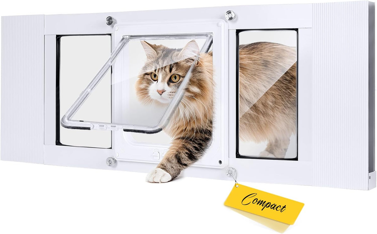 Full-Size Cat Door for Window, H: 15.3" - Fit 28"-32" Window / Compact(H:13")