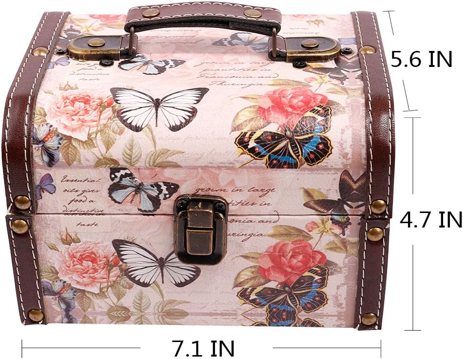 WaaHome Treasure Box 7.1'' British Flag Decorative Wooden Jewelry - Buttefly - image 3