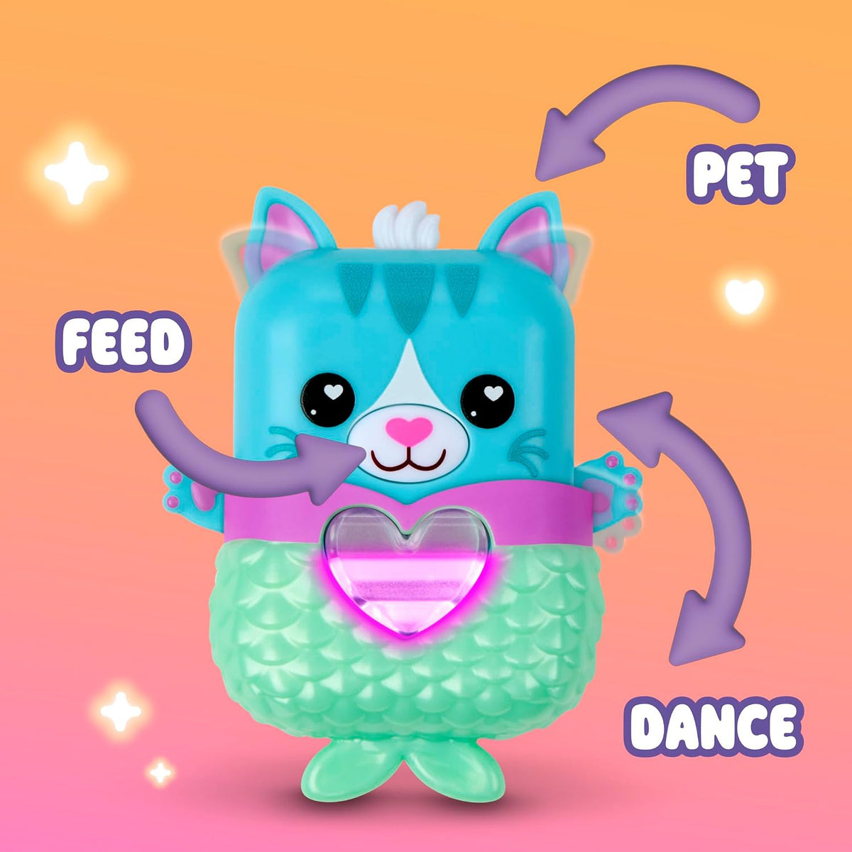 Nano-MALS Pawtricia the blue kitty electronic pet with mermaid tail outfit and keychain - view 3