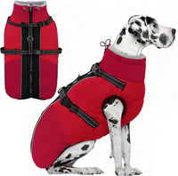 Large Dog Coat Waterproof Dog Winter Jacket with Harness TurquoiseL – Essentials for Dogs - Red / XX-Large