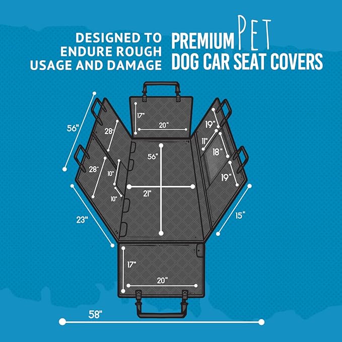 Bulldogology Dog Car Seat Cover with Mesh & Zippers Waterproof Heavy Duty Dog Hammock Backseat Protector from Dog Hair, Muddy Paws, Scratches - Pet Car Seat Cover for Cars Trucks SUVs (Large, Black)