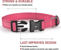 Reflective Dog Collar, Puppy Collar with Buckle Adjustable - Light Pink / XLarge :Width 1",Neck 16-26" - image 2