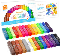 Tempera Paint Sticks, 15 Colors Solid Tempera Paint for Kids - 30 Colors with 1 Drawing Pad