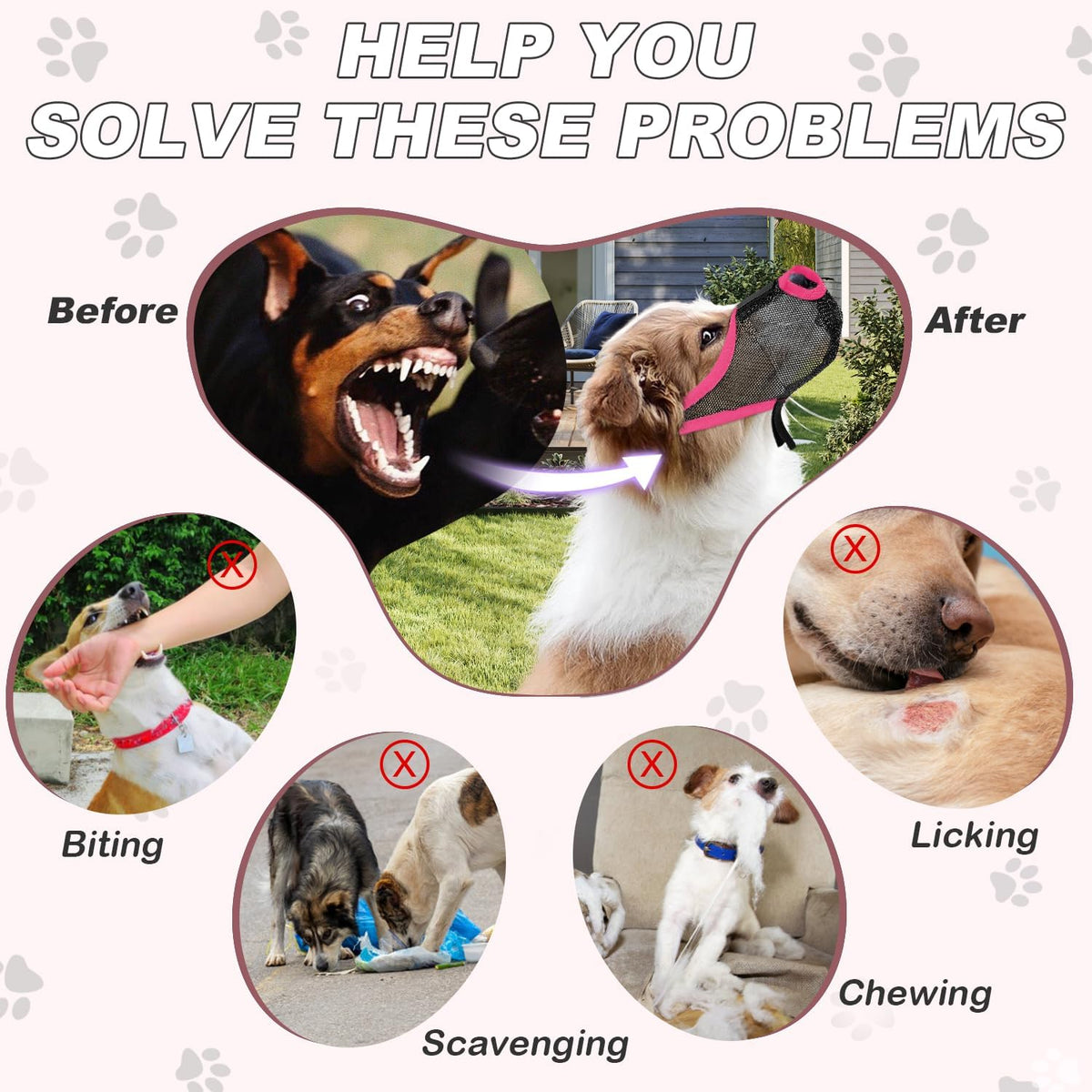 Dog Muzzle, Soft Air Mesh Muzzles for Medium Sized Dogs - Pink / S - image 4
