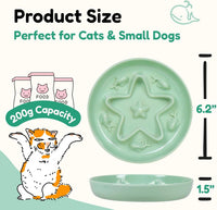 2 Pcs Cat Slow Feeder Bowl - Shell White + Seafoam Green + Buttercream / 6.2'' - image 2