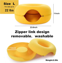 Large Cat Tunnel Bed for Indoor Cats with 3 Toys - L(24x24x11) / Yellow - image 4