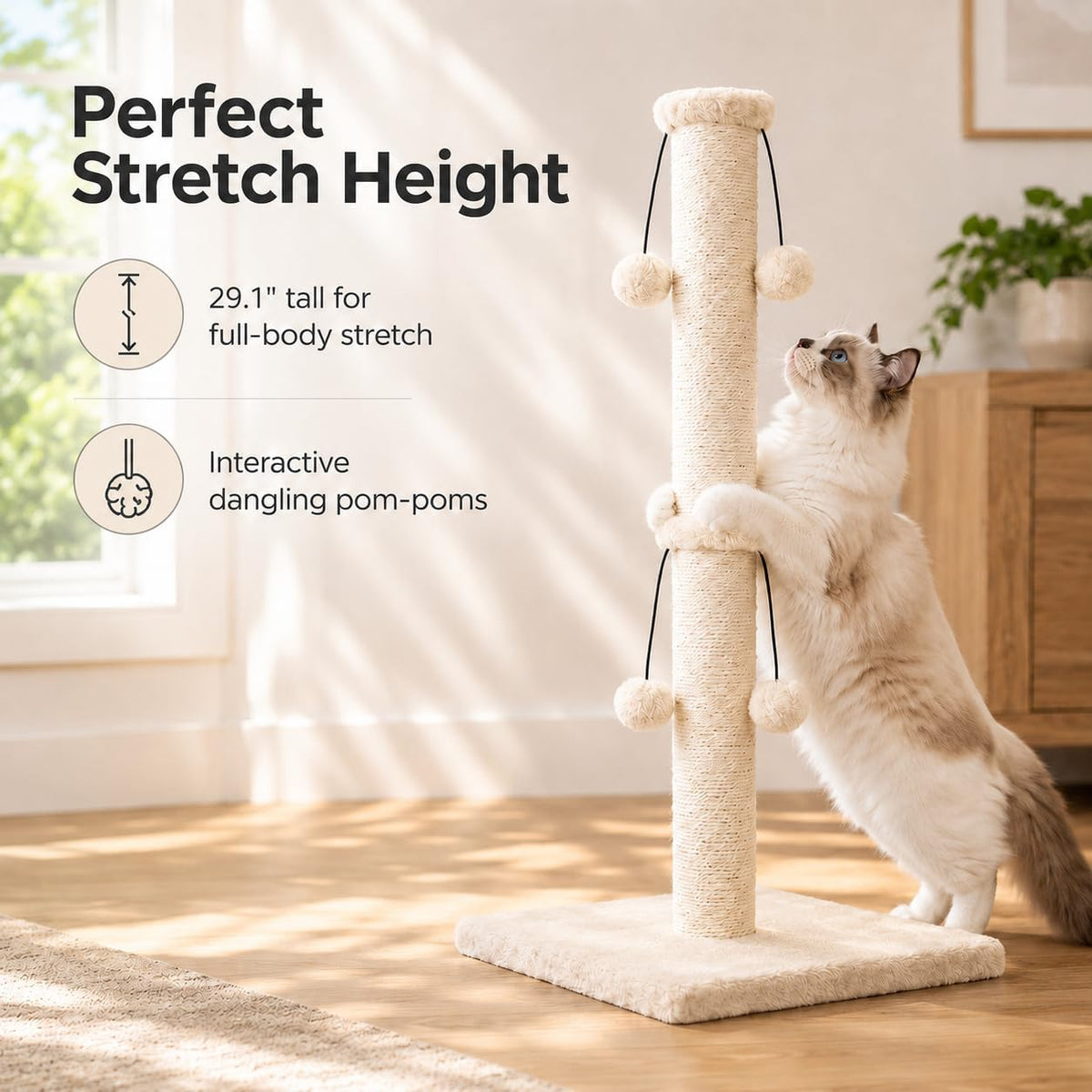 Dimaka 29in Cat Scratching Post - Beige / 29 inches for All Cats - image 3