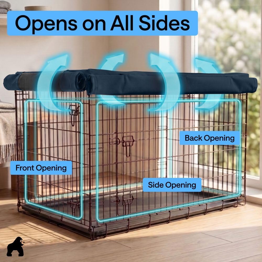 GORILLA GRIP Dog Enclosure Crate Cover Kennel Cage Topper 42in - Navy / 30" X 19" X 21" - image 4
