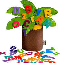 CHEFAN felt letter tree, standing coconut tree with uppercase and lowercase felt alphabet letters - view 2