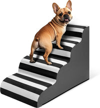 JOEJOY Curved Dog Stairs Ramp for High Beds 19" H, 4-Step Dog Steps for Small Dogs and Cats, Pet Stairs for High Bed Climbing, Non-Slip Balanced Pet Step Indoor, Grey