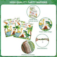 Litmitfu dinosaur birthday party supplies with plates, cups and banner - view 9