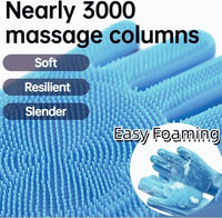 Dog Washing Gloves, Pet Grooming Gloves with Soft Brushes, Bathing and Massaging for Dogs and Cats, Silicone Heat Resistant Cleaning Gloves with High-Density Teeth (Blue)