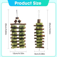 WDEFUN Natural Peach Wood Clover Cake Teeth Grinding Toy String - Rabbit Snack Chewing Toy, Safe and Durable Pet Teeth Grinding Rod, Caring for Dental Health