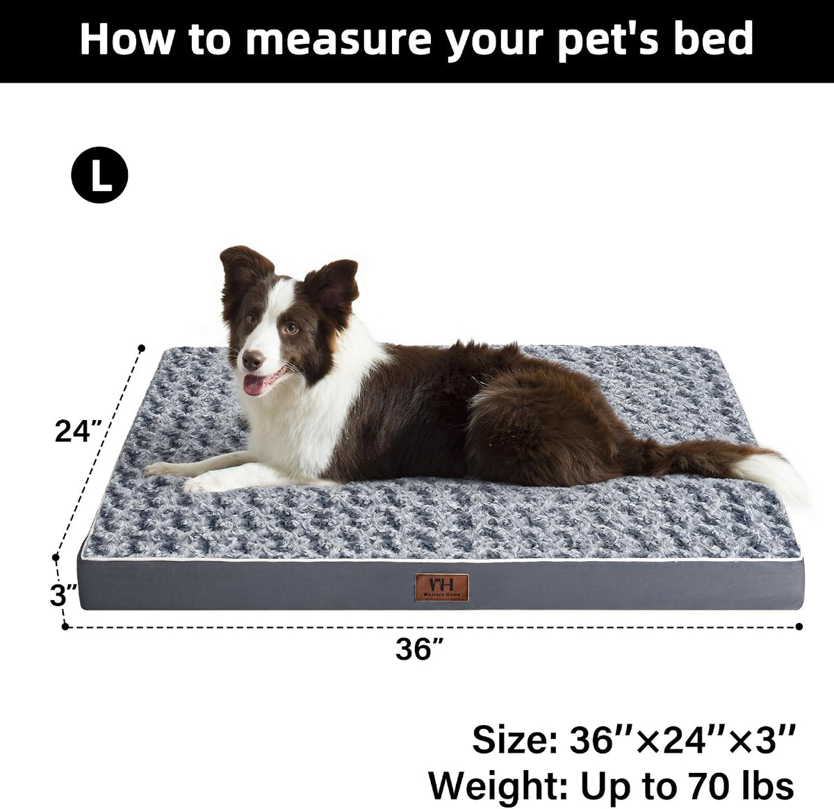 Orthopedic Dog Beds Large Sized Dog Washable Pet Bed - Grey / 30" x 20" x 3" - image 3