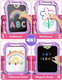 Lehoo Castle Easel for Kids 3-5, Magnetic Chalkboard Whiteboard – Fun for Kids & Family - Purple, Pink - image 4