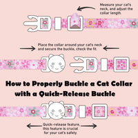2 Pack Cotton Breakaway Cat Collars Set with Bell and Flower Pendant - flower+geometry - image 2
