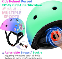 Toddler Kids Bike Helmet Set with Knee Elbow Pads - Pinkbluegreen/Colorful / Medium: 21.7"-22.8"/55-58cm - image 3