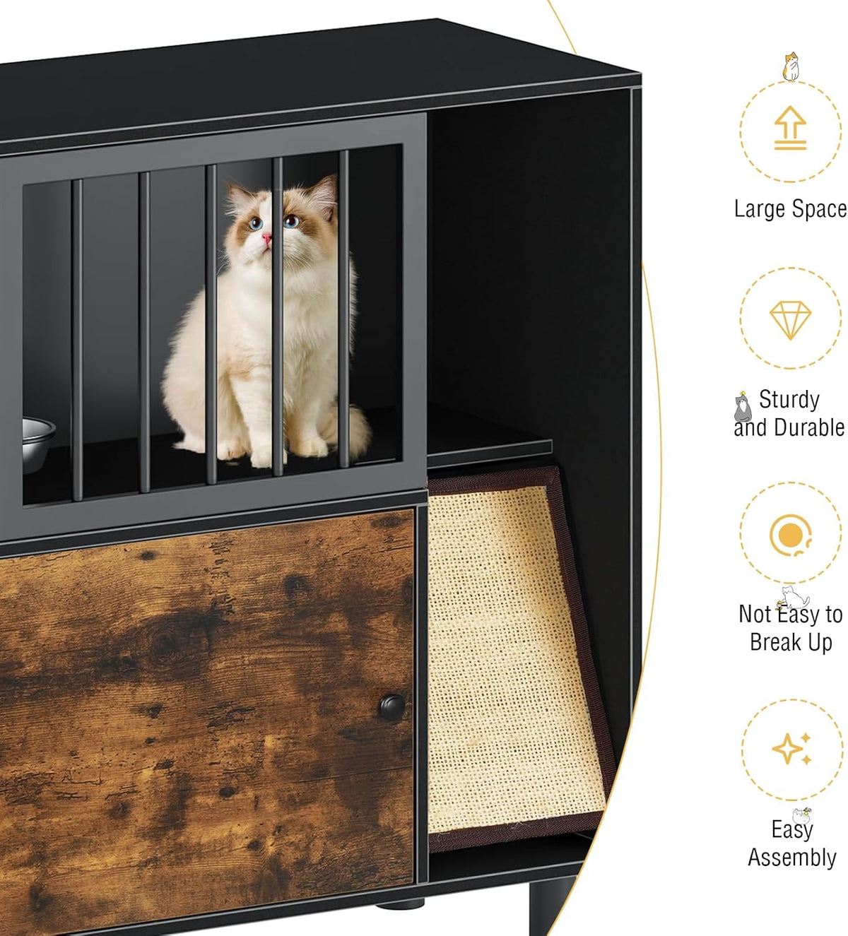 Metal Cat Feeding Station, Dog Proof Cat Feeding Station - black vintage color - image 4